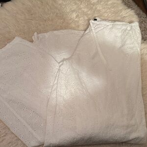 White eyelet pants